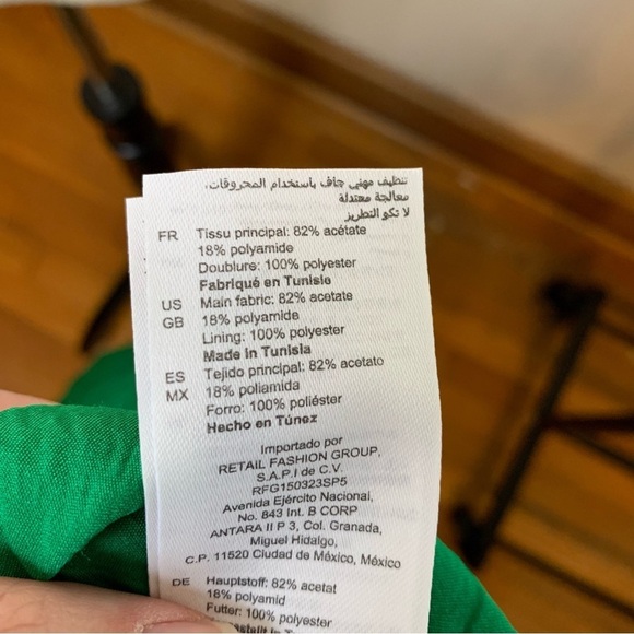 Sandro Falbala Green Puff Sleeve Midi Dress S | Cutout Ruffle Hem Rainbow Jewel - Picture 9 of 11